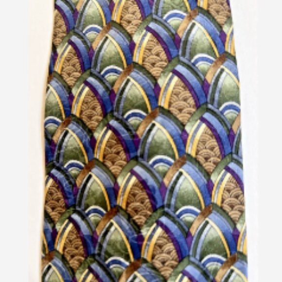Jerry Garcia Tie Collector's Edition 100% Imported Silk Blue/Gold Geometric - Picture 3 of 3